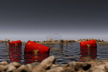 Téléchargez les photos : Photo rouge et blanc d'un tonneau en bois sur la plage - en image libre de droit