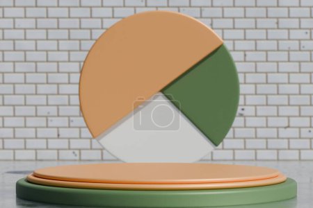 Photo for 3 d illustration of a podium with pie chart - Royalty Free Image