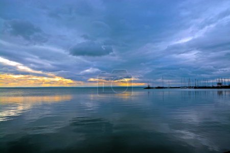 Photo for Harbour of Balatonkenese in November at lake Balaton - Royalty Free Image