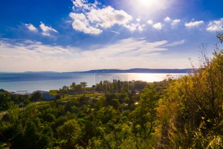 Photo for View of the Lake Balaton from the Soos hill in Balatonkenese, Hungary - Royalty Free Image