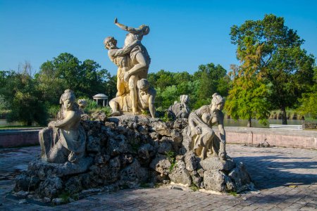 Sculptures of the fountain at the Karolyi Caste in Nagymagocs in Hungary