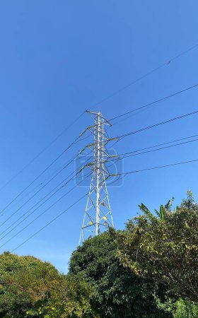 Photo for A single Power Tower framed by the blue sky - Royalty Free Image