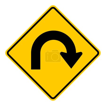 Illustration for Return signal, hairpin curve to right sign isolated on white background - Royalty Free Image