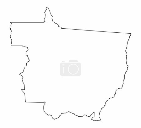 Illustration for Mato Grosso State outline map isolated on white background, Brazil - Royalty Free Image