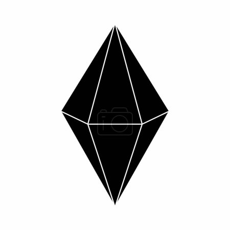 Illustration for A black and white Hexagonal bipyramid geometric icon - Royalty Free Image
