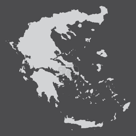 Ilustración de Grecia mapa silueta aislado sobre fondo oscuro - Imagen libre de derechos