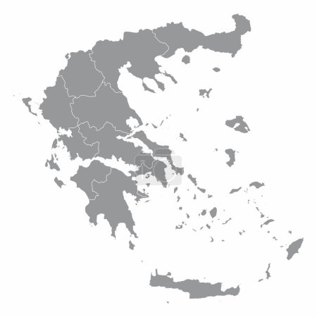 Ilustración de Grecia mapa administrativo aislado sobre fondo blanco - Imagen libre de derechos