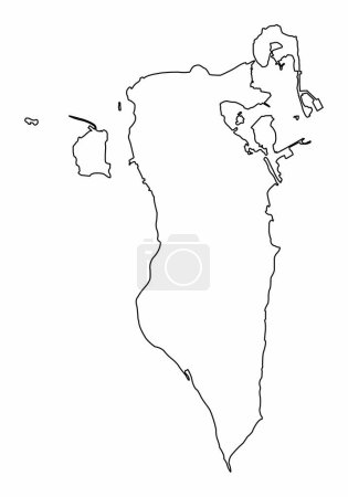 Ilustración de Mapa del contorno de Bahréin aislado sobre fondo blanco - Imagen libre de derechos