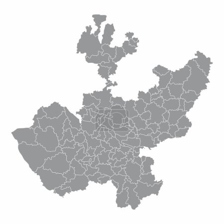 Ilustración de Mapa administrativo de Jalisco aislado sobre fondo blanco, México - Imagen libre de derechos