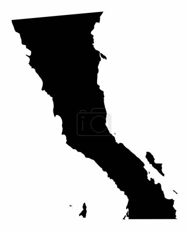 Ilustración de Baja California mapa silueta aislada sobre fondo blanco, México - Imagen libre de derechos