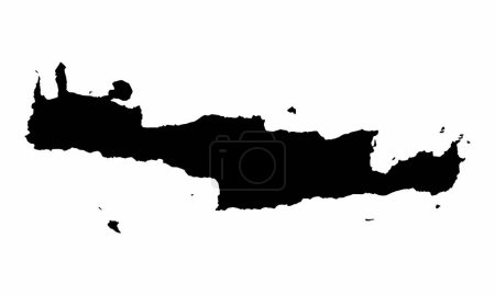 Illustration for Crete Island map silhouette isolated on white background, Greece - Royalty Free Image