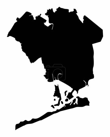 Ilustración de Silueta de mapa de Queens borough aislada sobre fondo blanco, Ciudad de Nueva York - Imagen libre de derechos