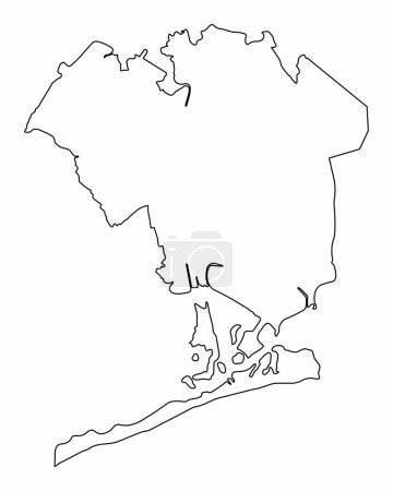 Ilustración de Mapa de Queens borough aislado sobre fondo blanco, Ciudad de Nueva York - Imagen libre de derechos