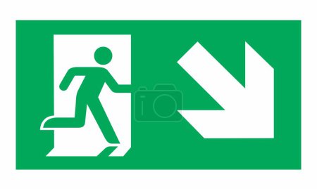 Green emergency exit sign on white background