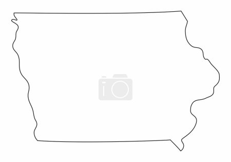 Ilustración de Esquema del mapa de Iowa aislado sobre fondo blanco - Imagen libre de derechos