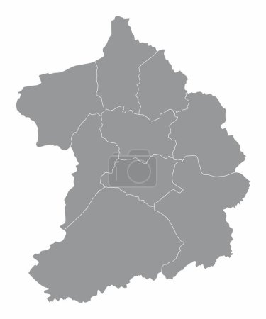Téléchargez les illustrations : Carte administrative d'Essen isolée sur fond blanc, Allemagne - en licence libre de droit