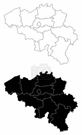 The black and white administrative maps of Belgium
