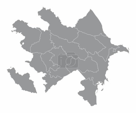 Die Verwaltungskarte von Aserbaidschan isoliert auf weißem Hintergrund