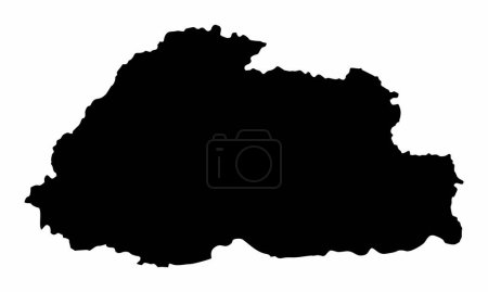 Illustration for Bhutan silhouette map isolated on white background - Royalty Free Image