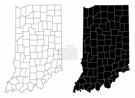 Les cartes administratives de l'État de l'Indiana, États-Unis