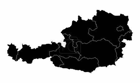 Ilustración de El mapa administrativo de Austria aislado sobre fondo blanco - Imagen libre de derechos