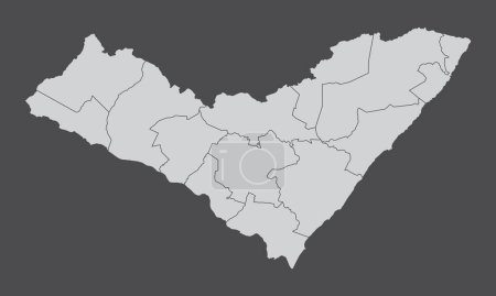 Die Verwaltungskarte des Bundesstaates Alagoas isoliert auf dunklem Hintergrund, Brasilien