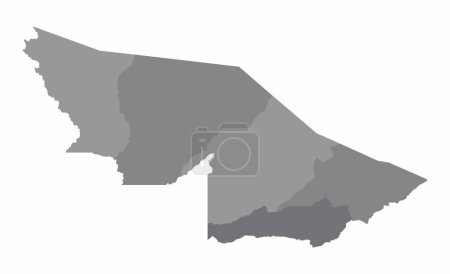 El mapa administrativo del estado de Acre en escala de grises, Brasil