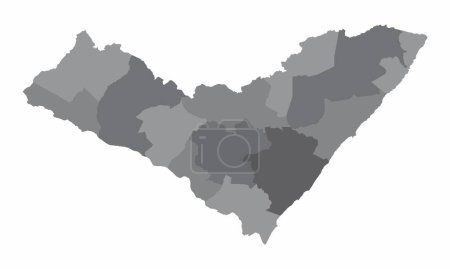 The administrative map of Alagoas State in grayscale, Brazil