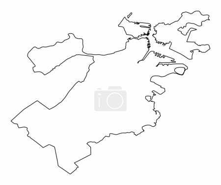 Boston city outline map isolated on white background, USA