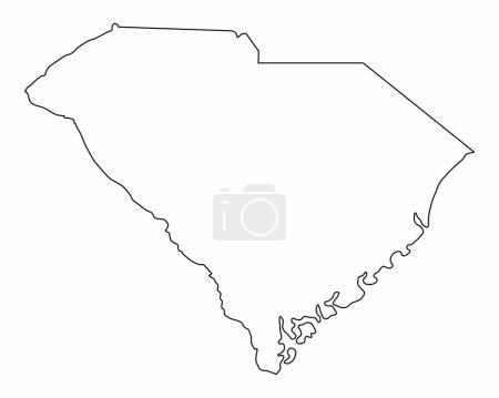 Ilustración de Mapa del contorno de Carolina del Sur aislado sobre fondo blanco - Imagen libre de derechos