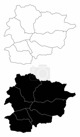 The black and white administrative maps of Andorra