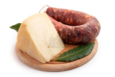 Photo for Pecorino and pork sausage, Italian food - Royalty Free Image