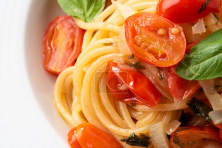 Photo for Spaghetti with vegetables, closeup view - Royalty Free Image