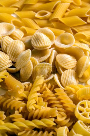 Photo for Background with various types of traditional Italian pasta - Royalty Free Image