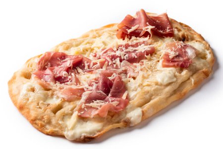 Foto de Pizza con jamón prosciutto cotto, parmesano y salsa de tomate - Imagen libre de derechos