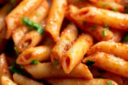 Photo for Closeup of delicious spicy pasta, italian food - Royalty Free Image