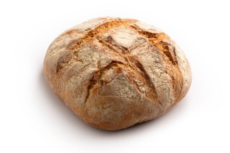 Foto de Deliciosa pagnotta fresca, pan italiano típico aislado sobre fondo blanco - Imagen libre de derechos