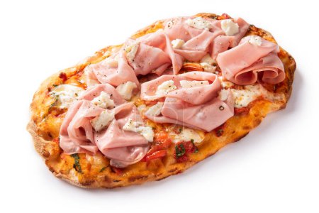 Foto de Deliciosa pizza sobre fondo blanco - Imagen libre de derechos