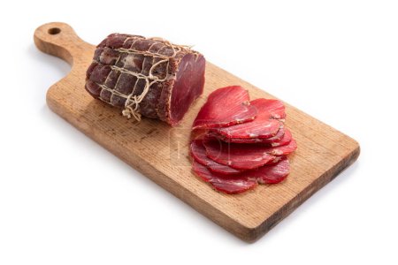 Photo for Typical Sardinian delicious pork salami, Italian Food - Royalty Free Image