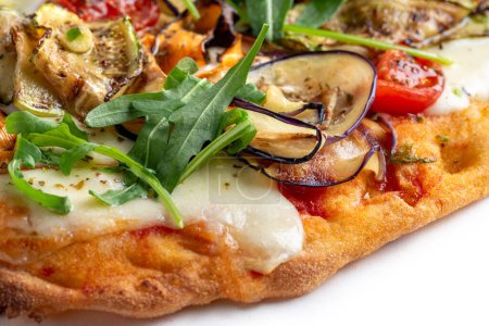 Photo for Delicious vegetarian pinsa, a roman style pizza with various vegetables, Italian pizza, European food - Royalty Free Image