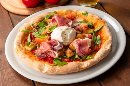 Photo for Close-up shot of delicious pizza with prosciutto crudo - Royalty Free Image