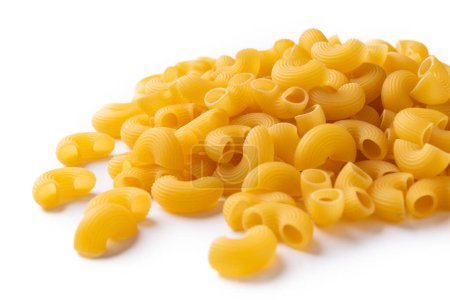 Chifferi, a shape of typical italian pasta, isolated on white background