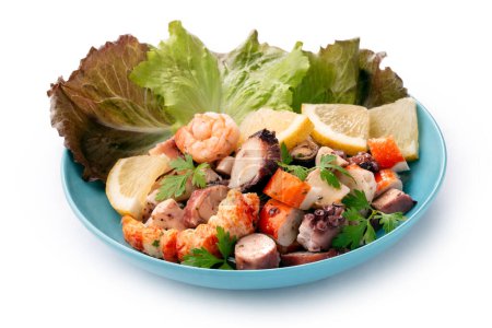 Closeup of delicious mixed seafood salad, Italian cuisine