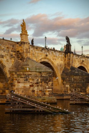 Téléchargez les photos : Paysage avec Karlov le plus en soirée à l'automne à Prague, République tchèque. - en image libre de droit