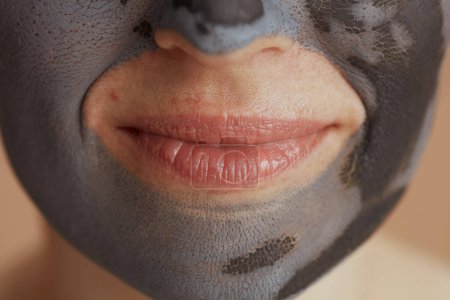 Photo for Closeup on middle aged woman with cosmetic mask. - Royalty Free Image