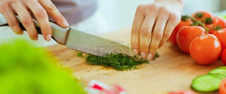 Photo for Closeup on woman cutting fresh dill - Royalty Free Image