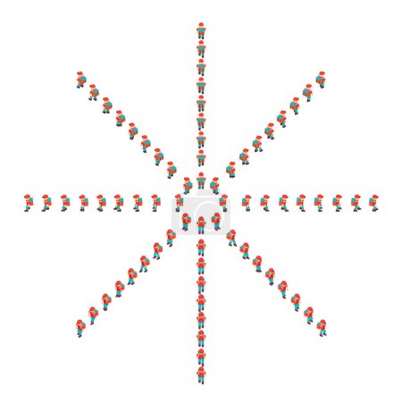 Animation eines Pixellieferanten für ein 2D-Spiel. Bewegung eines blonden Kuriers mit Tasche und Mütze in isometrischer Ansicht.