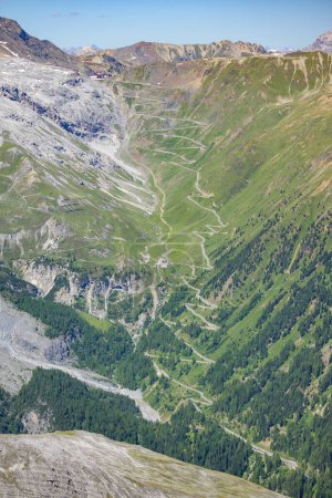 Stelvio Pass in the Ortler Alps near Sulden (South Tyrol, Italy) on a sunny day in summer