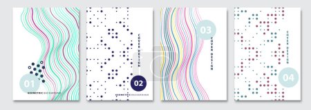Illustration for Cover templates set, vector geometric abstract background. Flyer, presentation, brochure, banner, poster design. - Royalty Free Image