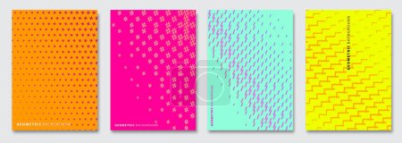 Illustration for Vector abstract background, creative halftone patterns, geometric gradient texture. Minimal pattern design. Vivid colors. Modern Cover templates set. - Royalty Free Image